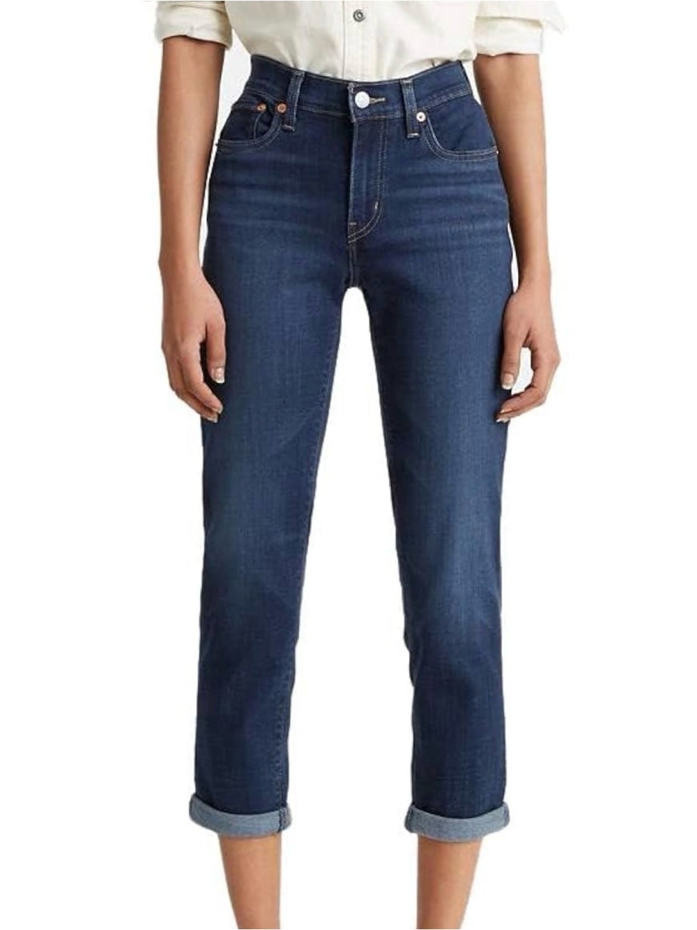 NWOT Levi’s Boyfriend High-Rise Straight Leg Dark Wash Capri Jeans